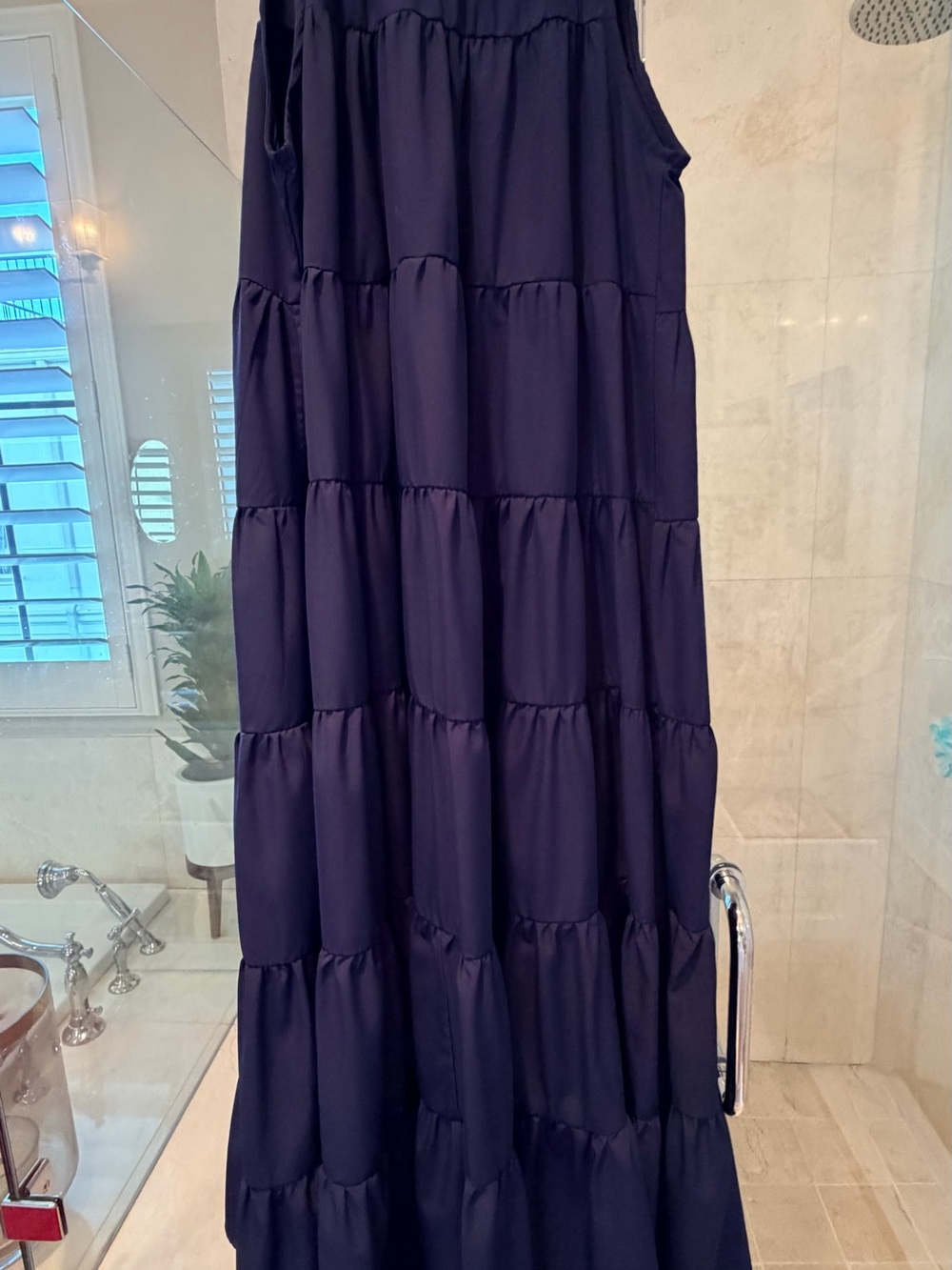 Navy Tiered Maxi Dress with Neck Tie - Boutique - never worn - Picture 4 of 7